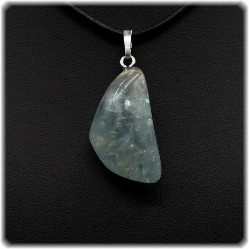 Aquamarin Anhänger poliert mit Schlaufe Silber 925 / 6,