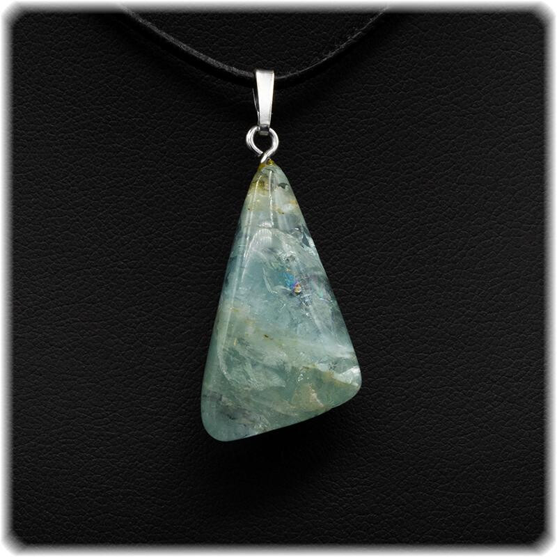 Aquamarin Anhänger poliert mit Schlaufe Silber 925 / 6,