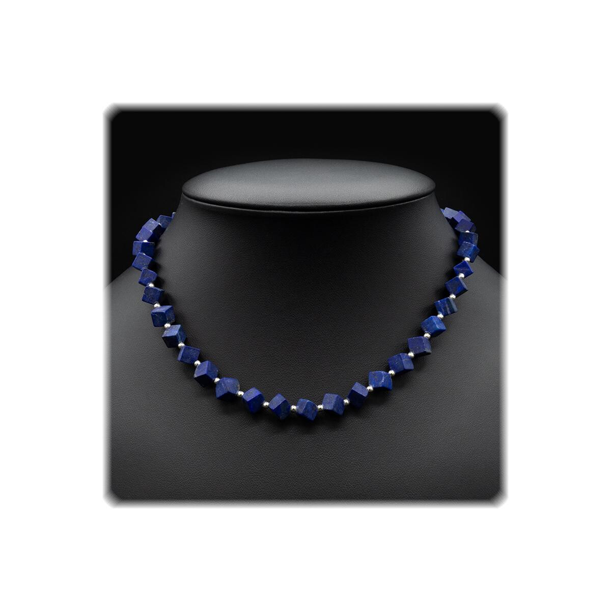 Lapislazuli Damen Kette - Würfel 6,0 mm Länge 43,5
