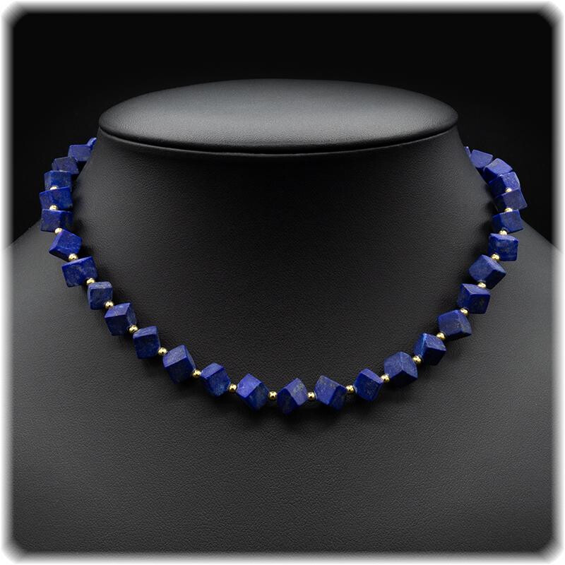 Lapislazuli Damen Kette - Würfel 6, box