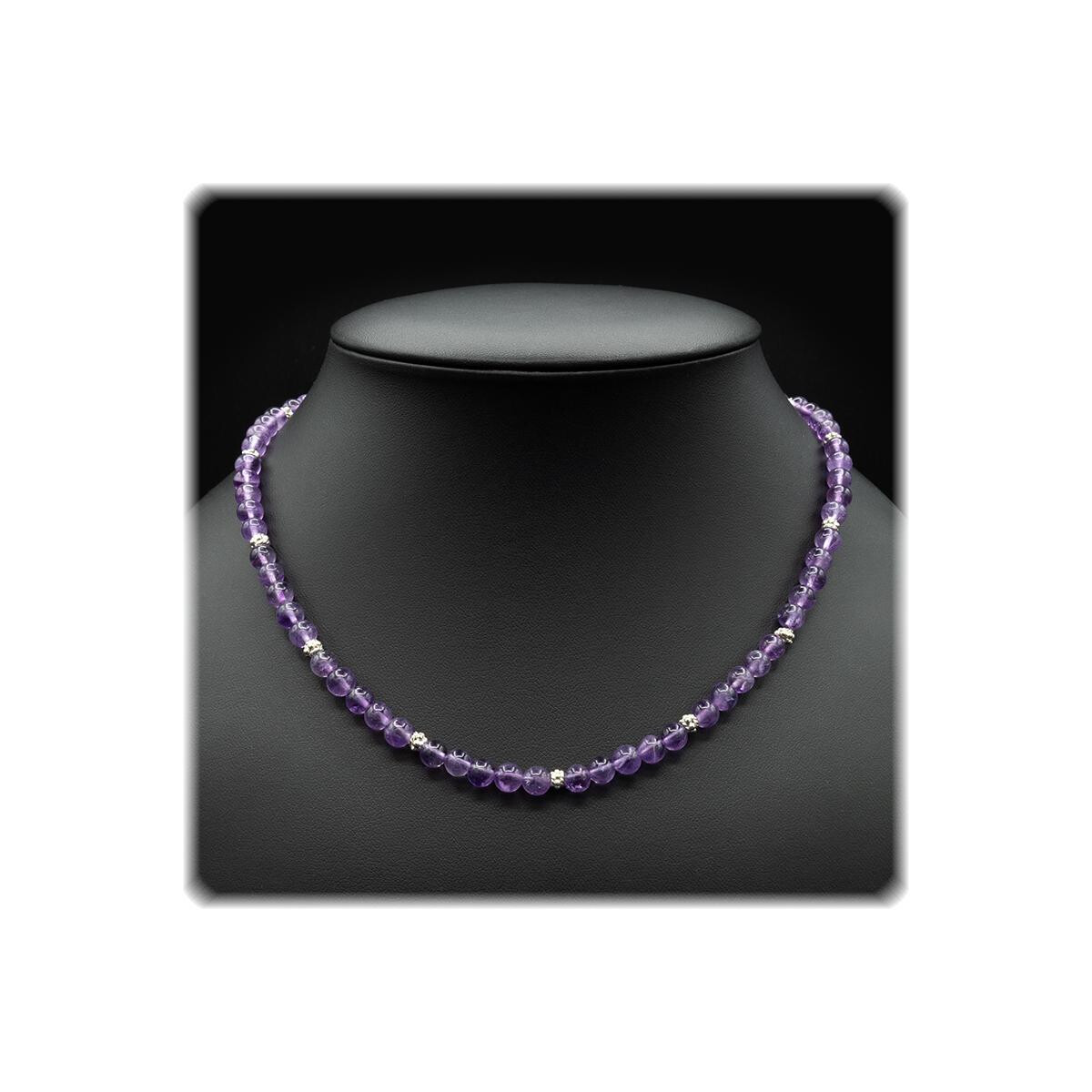 Amethyst Damen Kette - Kugeln 6,0 mm Länge 46 cm