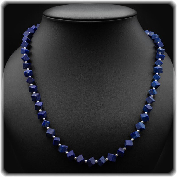 Lapislazuli Herrenkette Kette - Würfel 6,0 mm Länge 56 cm