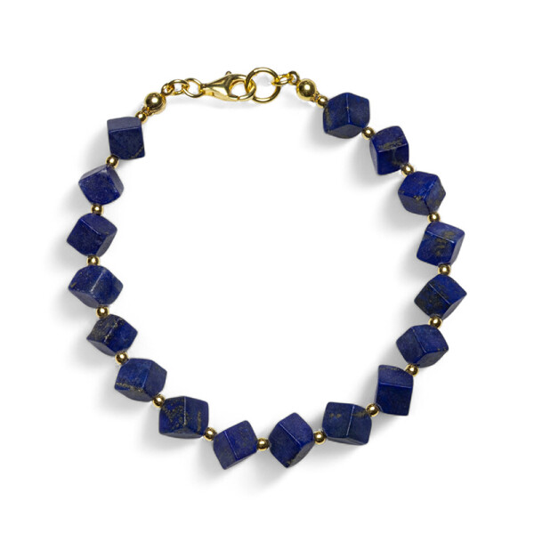 Lapislazuli Damen Armband - Würfel 6,0 mm Länge 21,0 cm