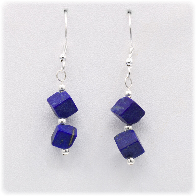 Lapislazuli Würfel Ohrringe Sterlingsilber