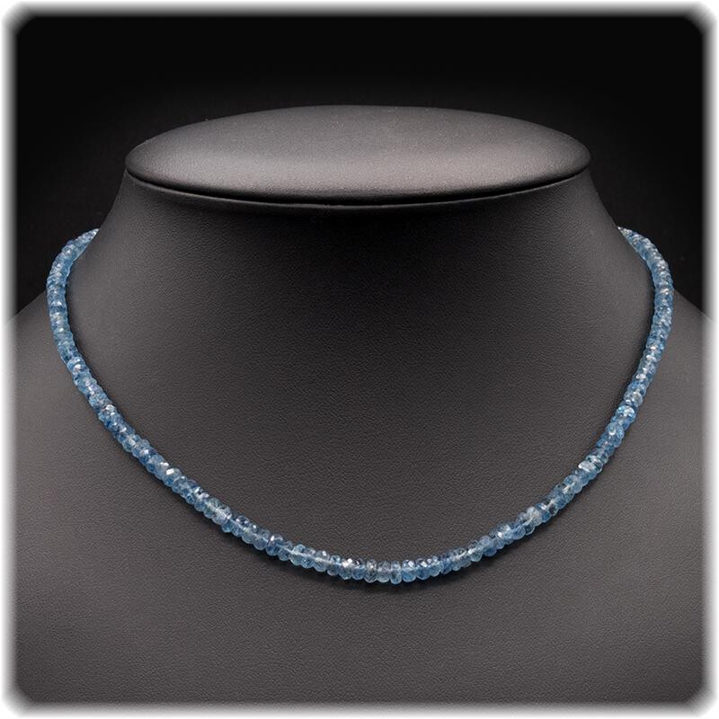 Aquamarin Damen Kette - 44 cm, Silber 92 box
