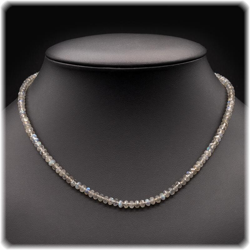 Labradorit Damen Kette - 46 cm, Silber 9 box