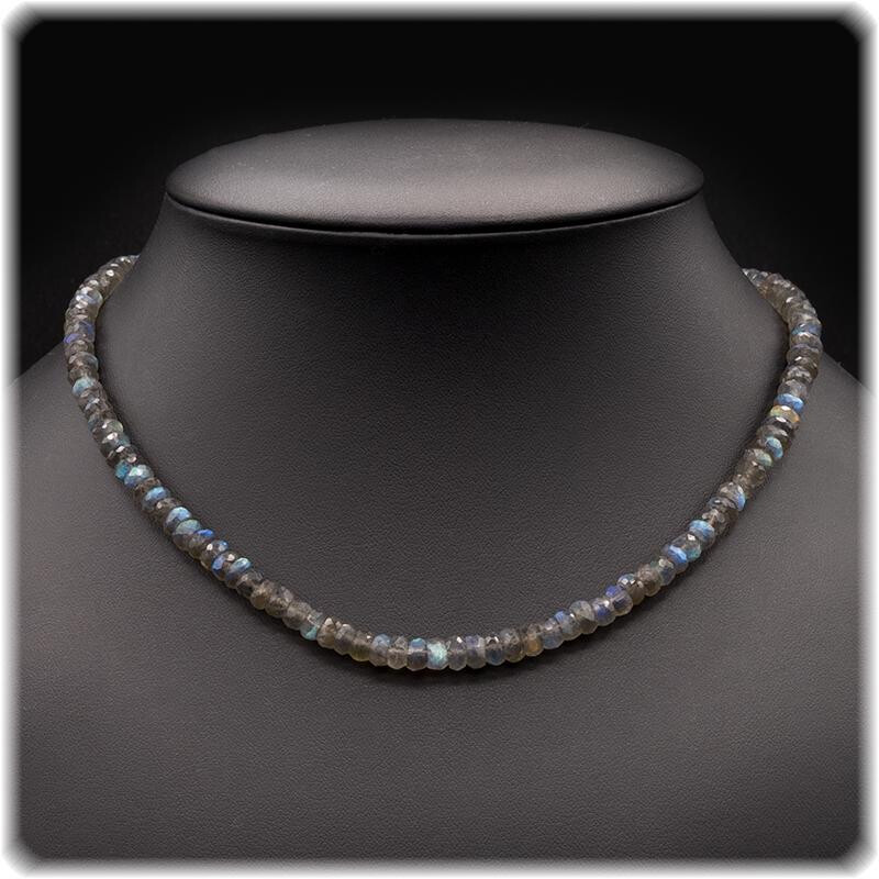 Labradorit Damen Kette - 44,5 cm, Silber box