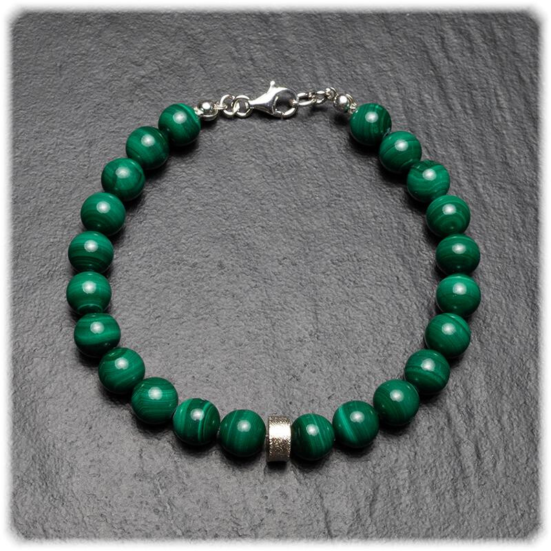 Malachit - Herren Armband - Kugeln 8,0 mm / Länge 22,0 