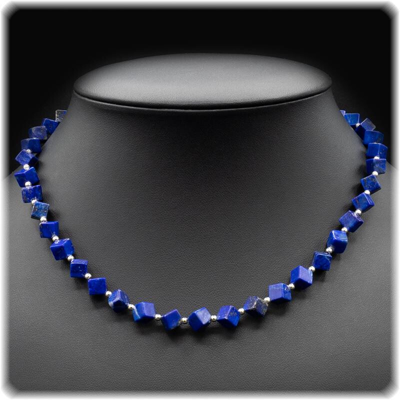 Lapislazuli Damen-Kette - Würfel 6, box