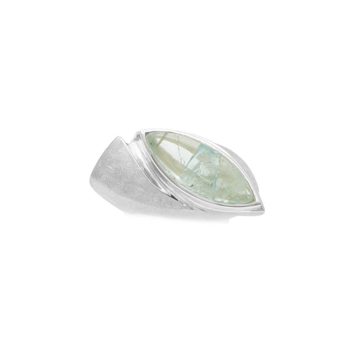 Aquamarin Navette Cabochon Ring Silber 925