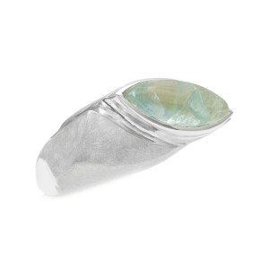Aquamarin Navette Cabochon Ring Silber 925