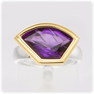 Amethyst Ring facettiert Fancy Carving Silber 925 / Gold...