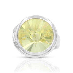 Lemon Quarz Ring facettiert Silber 925 mit schwarzem Diamanten