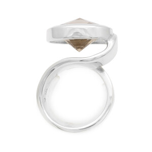 Rauch Quarz Ring facettiert Silber 925 mit schwarzem Diamanten