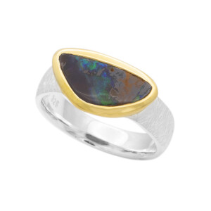 Damen Ring Silber 925 mit Boulder Opal 14 mm x 7 mm
