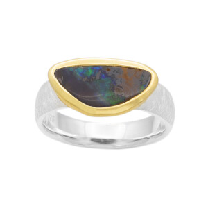 Damen Ring Silber 925 mit Boulder Opal 14 mm x 7 mm