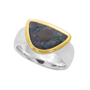 Damen Ring Silber 925 mit Boulder Opal 14 mm x 9 mm