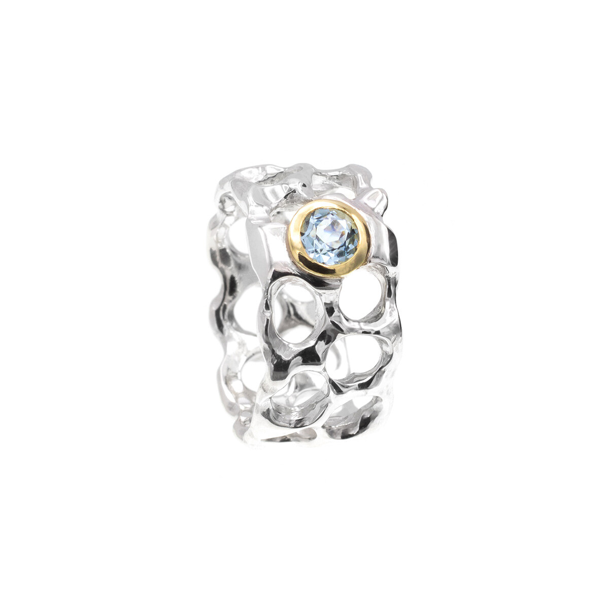 Aquamarin Ring Silber 925 / Gold 750