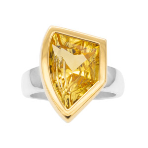Citrin Ring im Fancy Cut Silber 925 / Gold 750