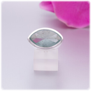 Aquamarin Ring im Spiegelschliff Silber 925