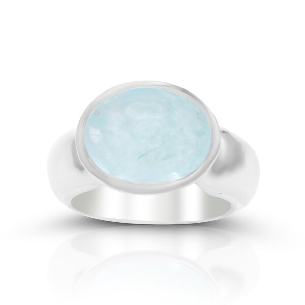 Aquamarin Ring Cabochon oval in Sterlingsilber