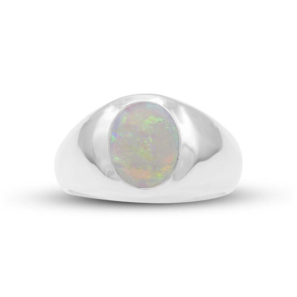 Weißer Opal Cabochon Ring Silber 925